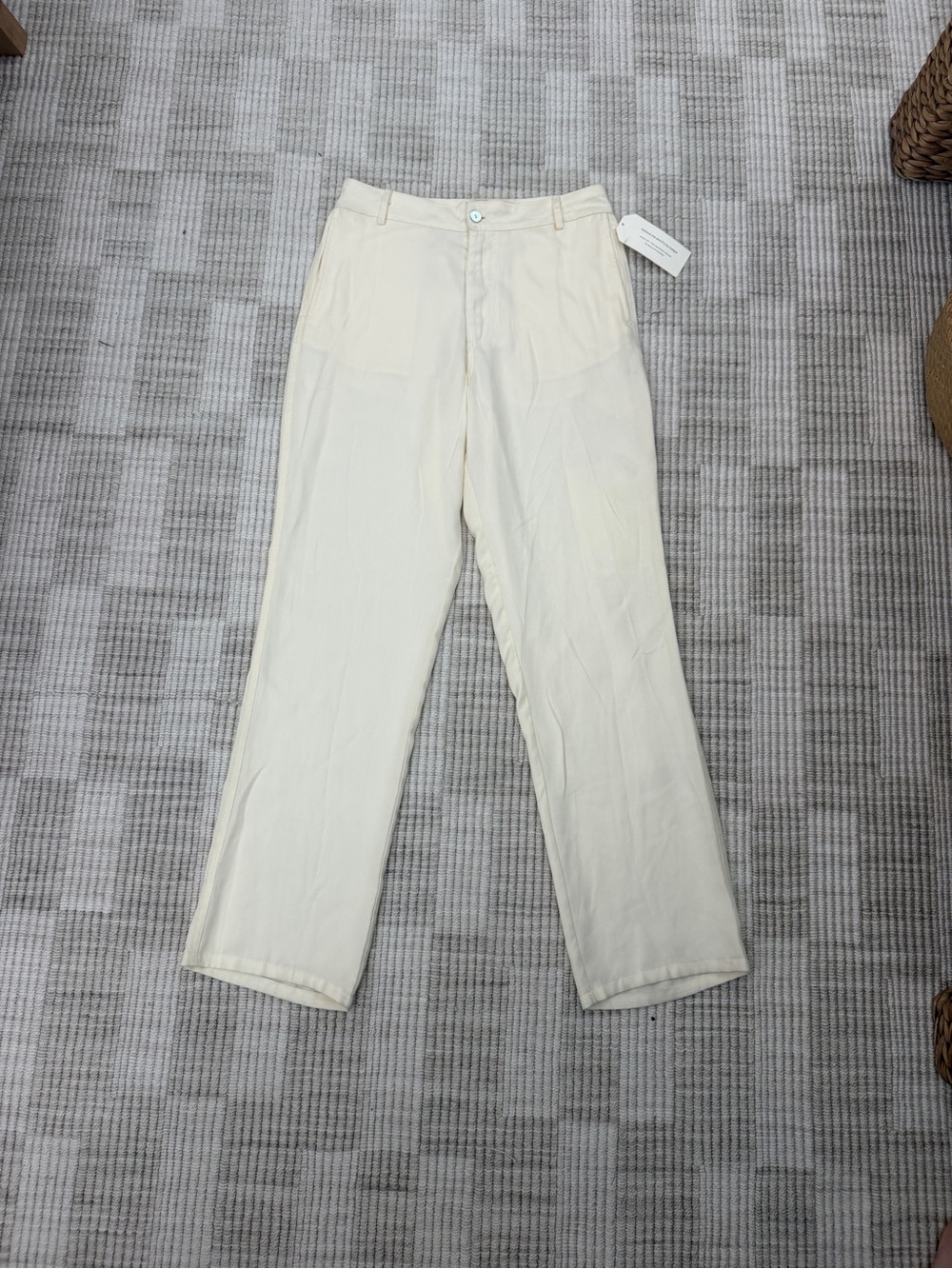 DONNI. Cream Straight-Leg Women's Trousers